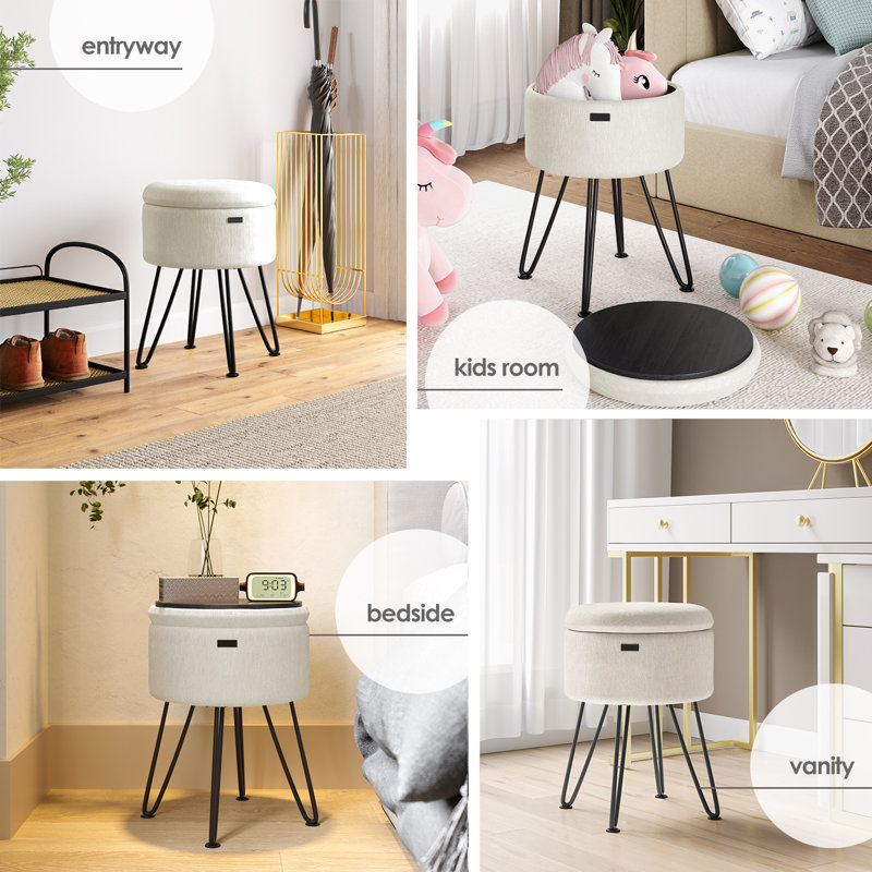 Table d'appoint moderne avec rangement, Noir, Velours blanc