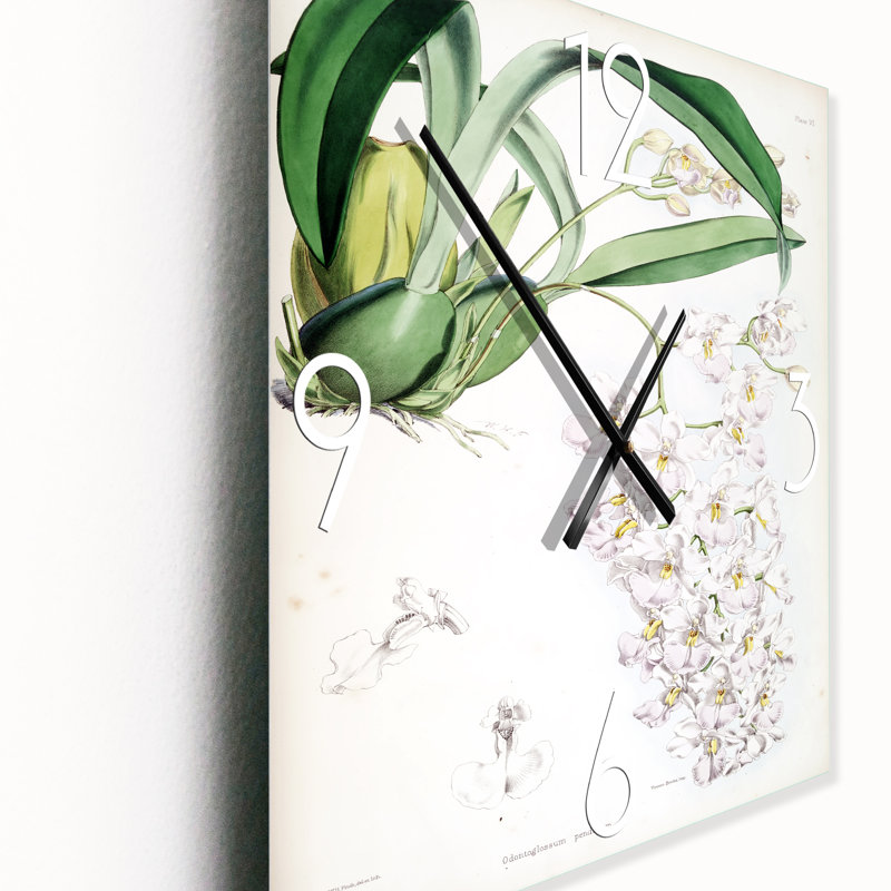 Horloge murale rétro Vintage White Orchid II, Petit