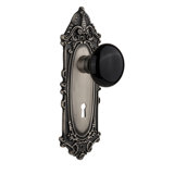 Victorian Plate with Decorative Keyhole and Black Porcelain Door Knob