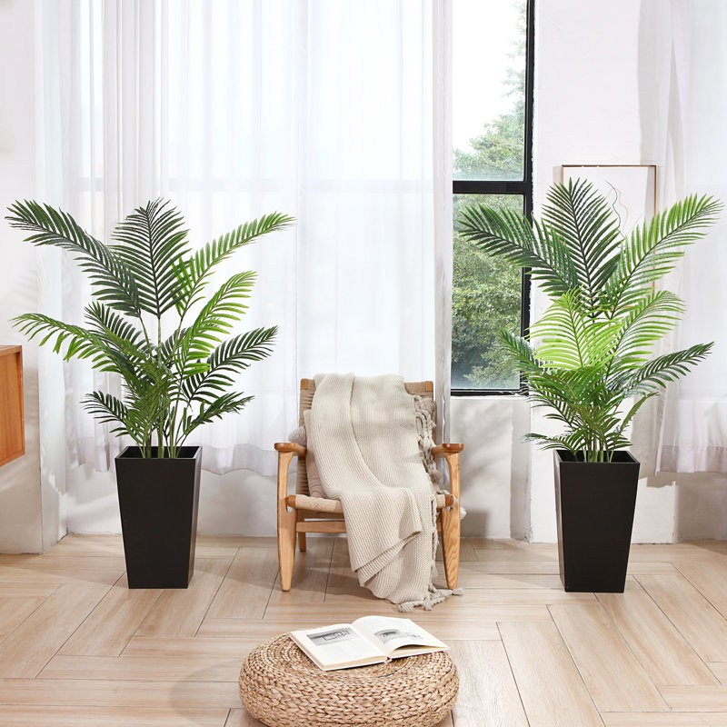 Adcock 2 - Piece Artificial Palm Tree in Pot Set, Faux Plant, 55" H x 40" W x 40" D