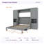 Lit escamotable horizontal réversible avec garde-robe et 2 tiroirs, lit escamotable horizontal 113,7 po avec tablette de rangement supérieure 113,7-423484251