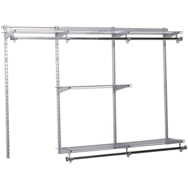 Ensemble de configurations personnalisables, 3-6 pi Tablettes réglables en fil métallique, finition titane, système d'organisation extensible, quincaillerie incluse, pour garde-robe / garde-manger / vestiaire