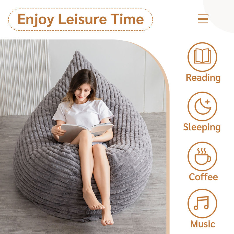 3 in 1 Convertible Square Bean Bag Bed, 11" H x 54" W x 75" D