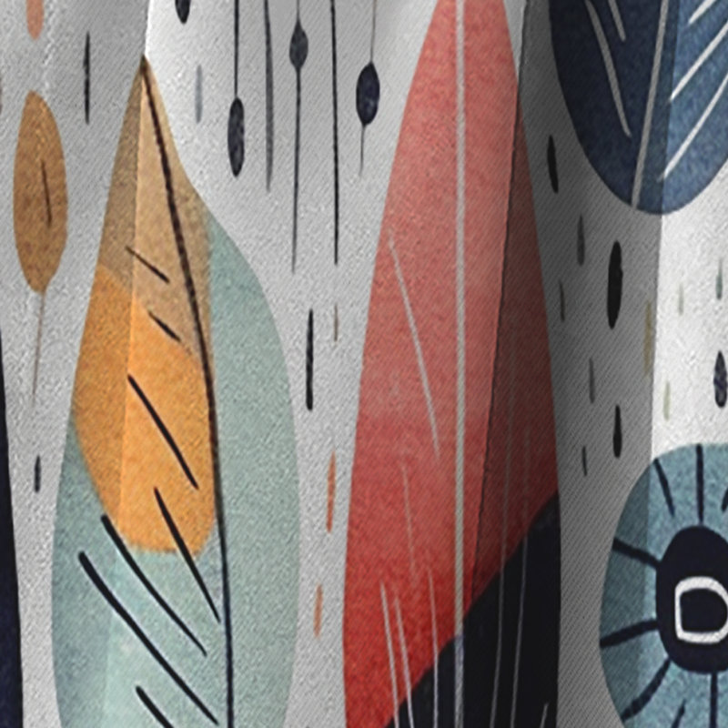 Motif floral bleu jaune et scandinave - Rideau abstrait - Rideau occultant en velours - 1 panneau, L 52 po x L 95 po