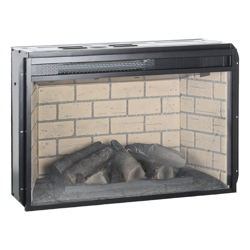 Insertion de foyer infrarouge à quartz - thème bûche de bois avec brique, puissance de sortie de 1 500 W, 4 options de luminosité de la flamme, chauffage protégé, édition de 26 pouces,