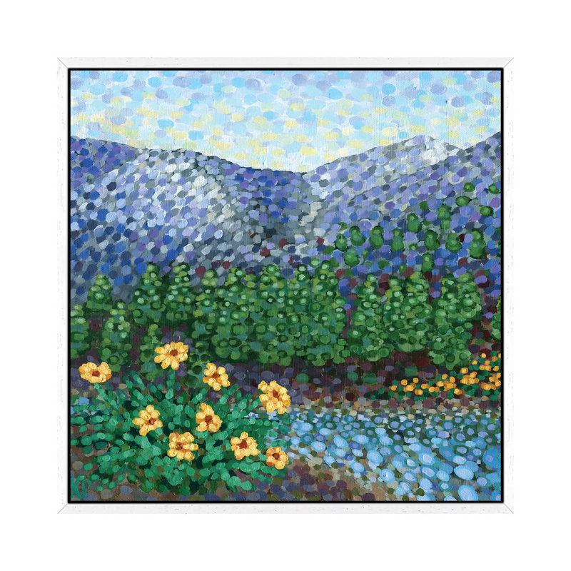 Mountain High 1 Piece Painting on Canvas, 45.72cm H x 45.72cm W x 3.81cm D, White Framed