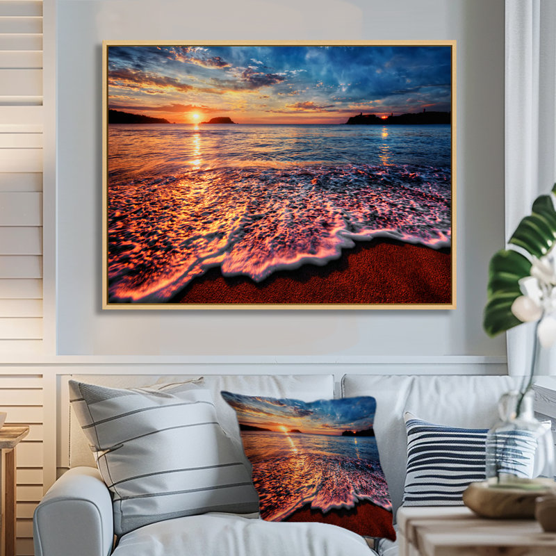Reproduction de photo, "Peaceful Evening Beach", impression sur toile côtière, H 12 po x l 20 po, Érable