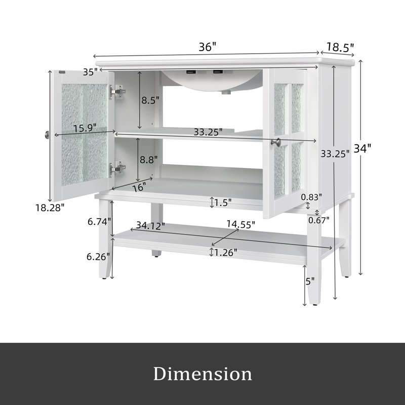 Meuble-lavabo 36 po avec lavabo en céramique, Blanc