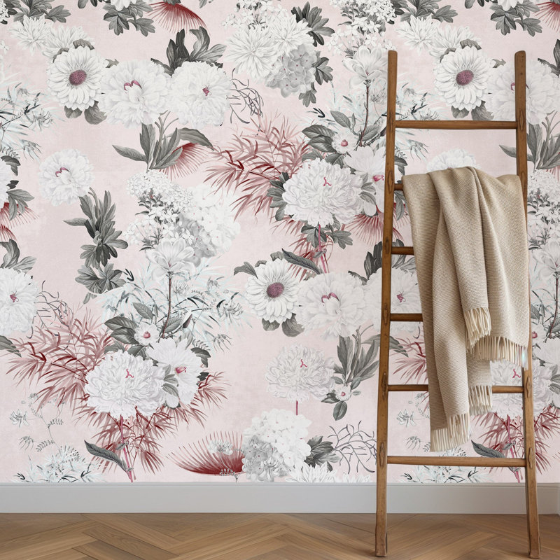 Luxury Floral Japandi Wallpaper, Pink