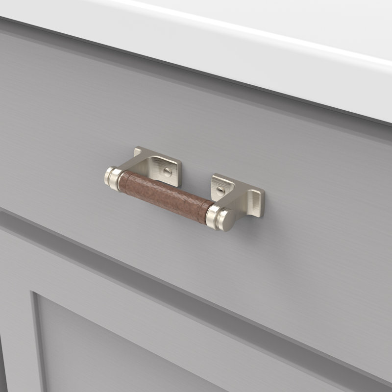 Reserve Bar / Handle Pull, Satin Nickel/Brown, 3"