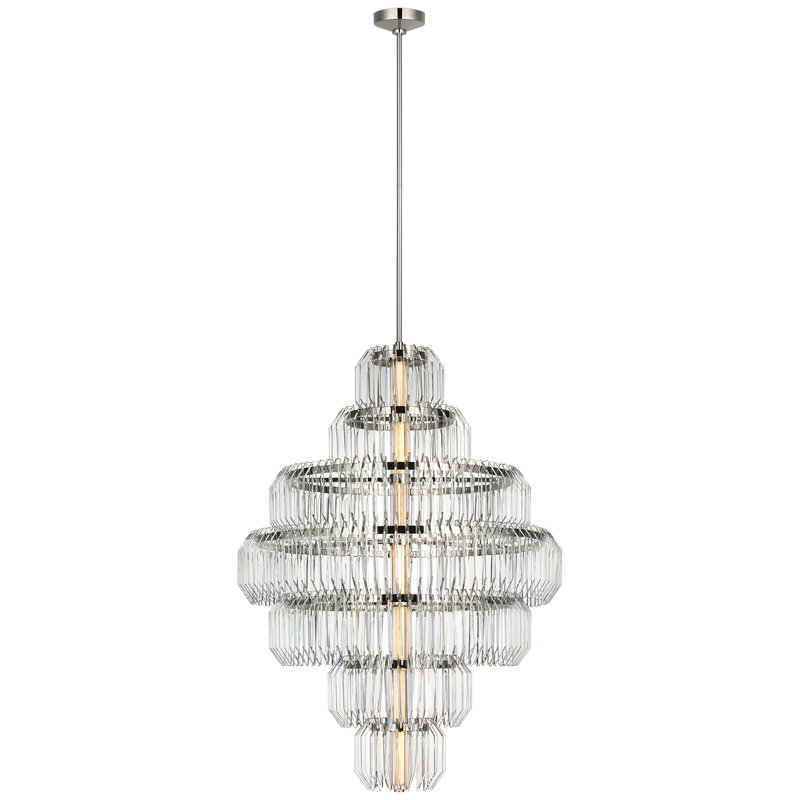 Waterford Killarney 32" Layered Chandelier with Clear Crystal, Polished Nickel