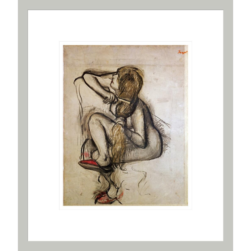 «Woman Combing Her Hair» par Edgar Degas, impression giclée encadrée, H 16,05 po x l 13,75 po