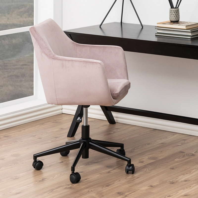 Ritenour Velvet Office Chair, Pastel Pink