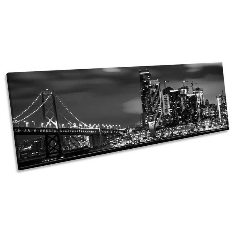 San Francisco Bay Bridge Skyline City - Wrapped Canvas Panoramic Print, 30.48cm H x 91.44cm W x 2cm D