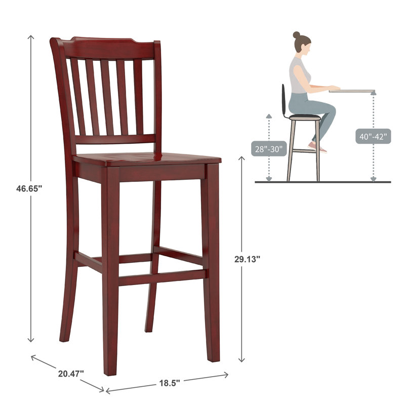 Fortville Solid Wood Counter/Bar Stool, Antique Berry, Bar Stool (29” Seat Height)