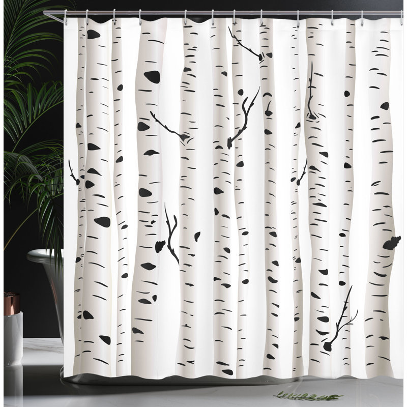 Ensemble de rideau de douche et crochets Birch Tree, H 70 po x l 69 po