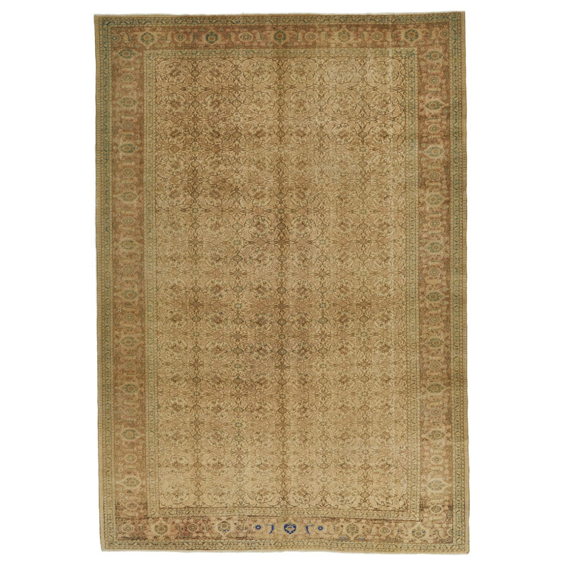 Tapis traditionnel turc ivoire et brun 8 x 12