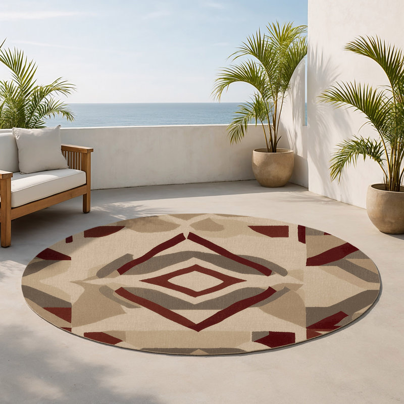 Tapis intérieur et extérieur Angular Flow, Rond 5 pi
