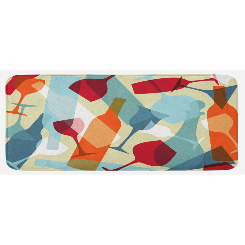 Tapis de cuisine de style moderne bleu pâle à motif ruby
