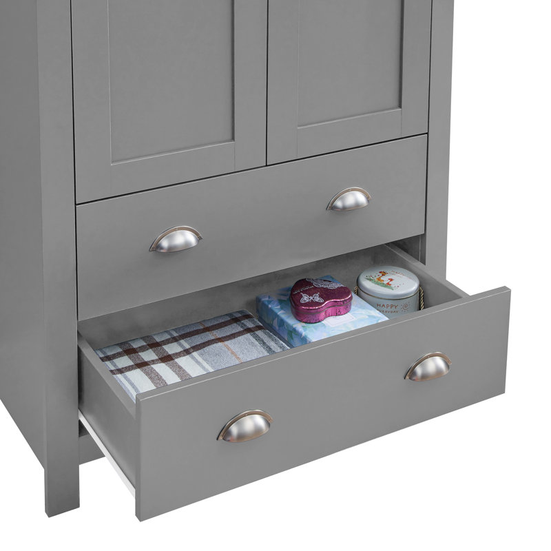 Aquitaine 2 Door Manufactured Wood Wardrobe, Grey