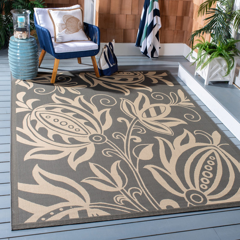 Tapis d'intérieur / extérieur à fleurs Herefordshire Performance, Rectangle 6 pi 7 po x 9 pi 6 po