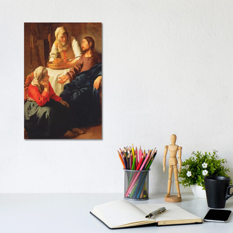 Christ In The House Of Martha And Mary by Jan Vermeer - Wrapped Canvas Painting, 20.32 cm H x 30.48 cm W