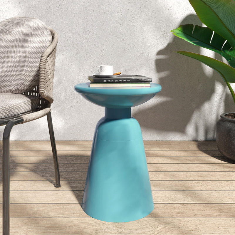 Table de bout d'extérieur en métal - Grand, 20.35" H x 14.96" W x 14.96" D, Teal