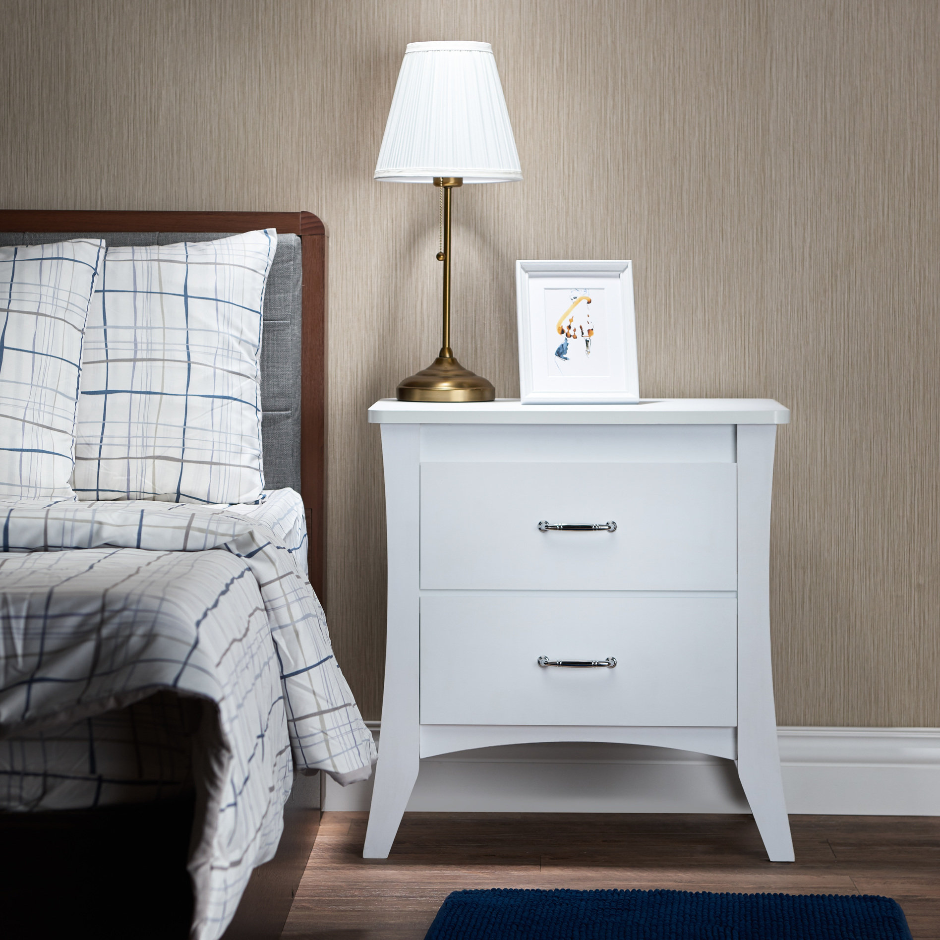 Latitude Run® White Bedroom Nightstand With Two Smooth-Gliding Drawers ...