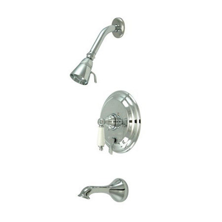 Robinet de baignoire et douche à double fonction à pression équilibrée avec soupape grossière Heritage, Chrome poli
