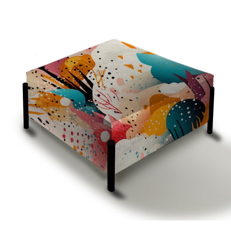 Futuristic Ink Splash In Multicolor - Abstract Large Square Ottoman