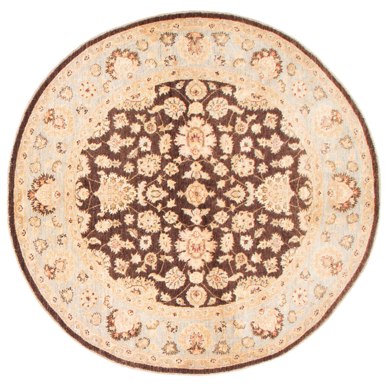 Tapis brun foncé Peshawar Oushak 7 pi 0 po x 7 pi 0 po