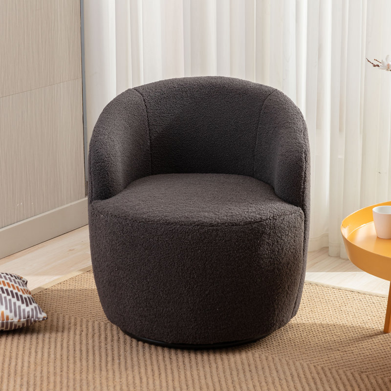 Genece Upholstered Swivel Accent Chair, Dark Gray Wool