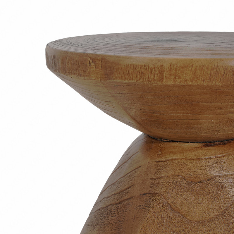 Waterdrop-Shaped Wood-Grain Side Table, Indoor/Outdoor Accent Table