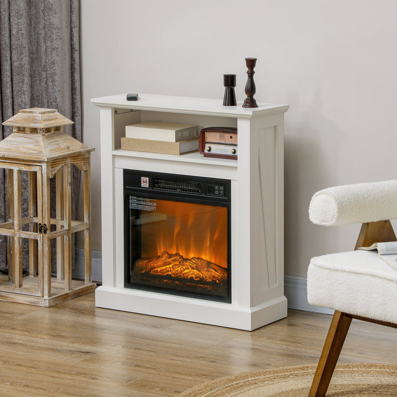 Foyer électrique autoportant de 27 po avec cadre blanc Homcom, chauffage encastré 1400 W - effet de bûche et de flammes 3D réaliste, télécommande, température réglable (62 82 -82 ℉), minuterie, certifié CSA