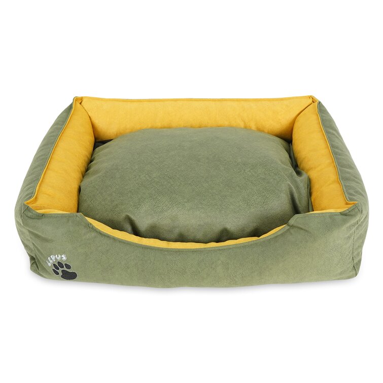 Yellow and Navy Outdoor Dog Bed Full Bolster Dog Bed Navy Dog Bed