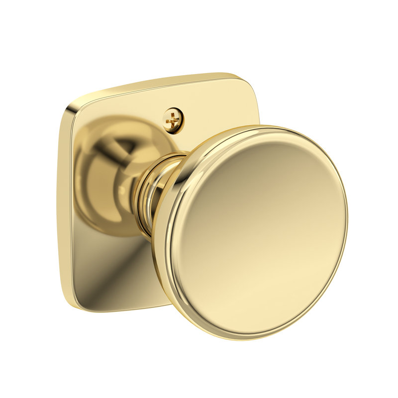Solvang Full Dummy Knob with Soft Square Rose in Satin Nickel, Unlacquered Brass