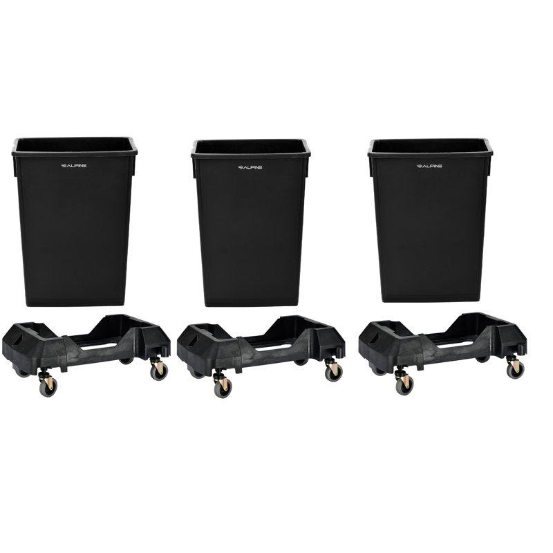 23 Gallon Recyling Trash Can and Dolly, Black