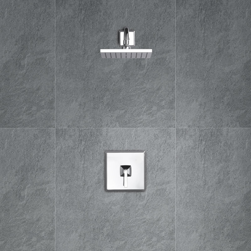 Lotto Collection Shower Trim Only: 8" Square Shower Head, Single Handle Set & Rough-in Valve Included - Chrome Polished