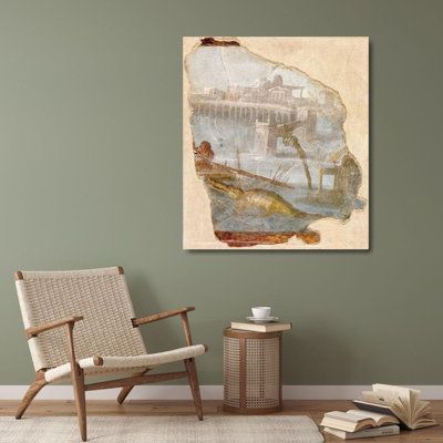 Inconnu, œuvre d'art sur toile tendue de la galerie d'art romain du 1er siècle: Fragment de fresque avec paysage nilotique