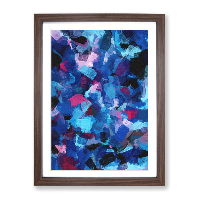 Moon Up High Abstract - Single Picture Frame Painting, 64cm H x 46cm W x 2cm D, Brown Framed