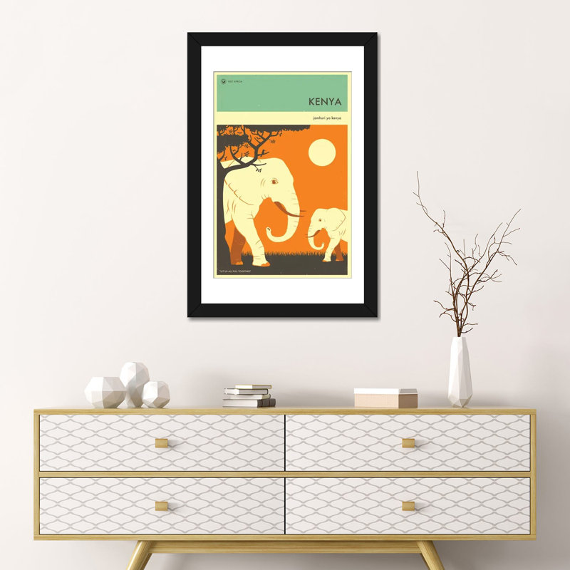« kenya ii », reproduction d’impression sur toile, H 24 po x l 16 po x P 1 po, Papier beaux-arts encadré noir, Blanc