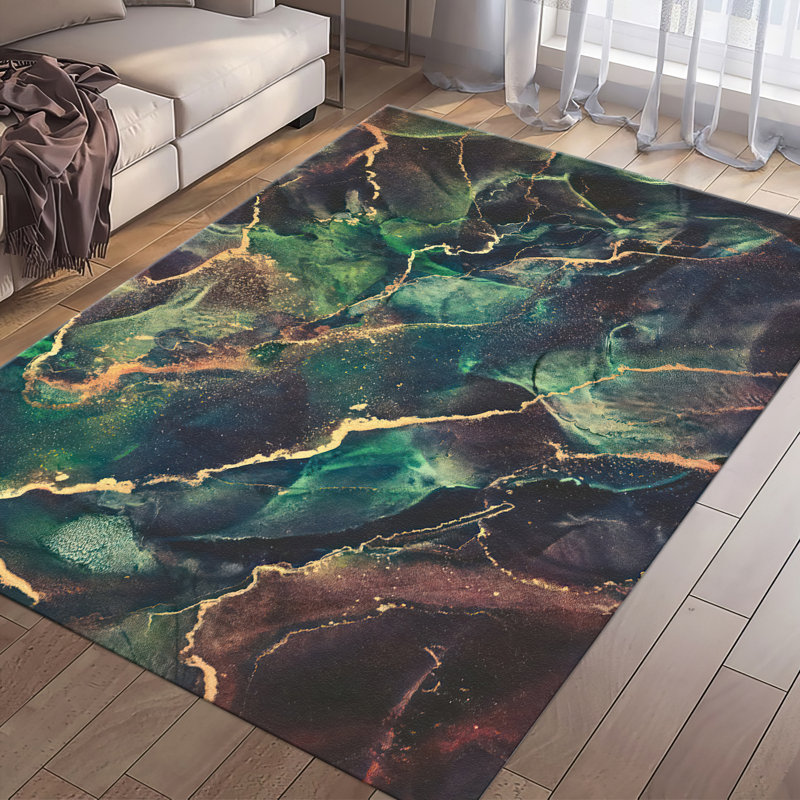 Chic Non-Woven Soft Type Printed Rug Featuring Intricate Geometric Design in Soft Earth Tones for Added Visual Interest and Cozy Textural Layer in Your Room Decor