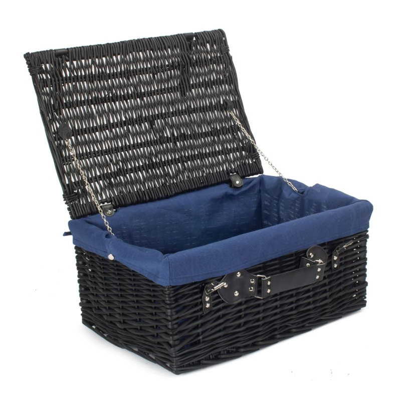 51Cm Black Wicker Picnic Basket