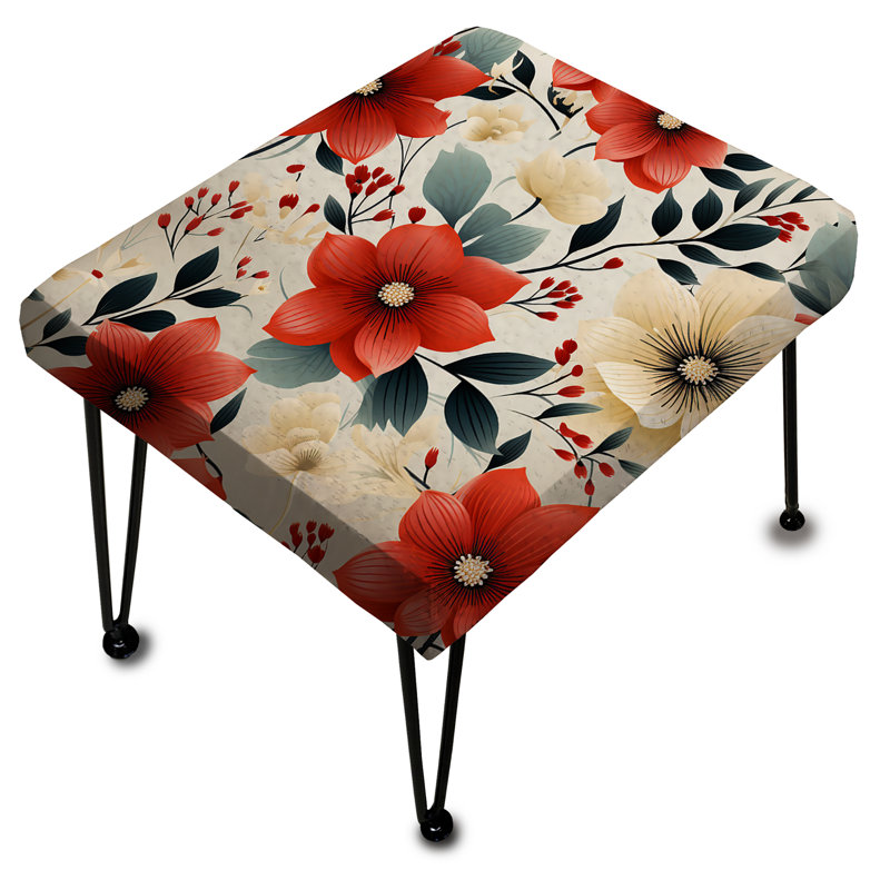 Repose-pieds rétro Vintage Romance Red Floral Bliss