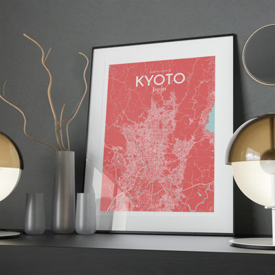 Kyoto City Map in Maritime 1 Piece Wall Art