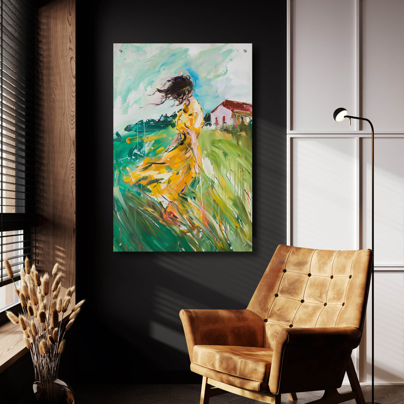 Art mural en verre épique «Stormy Fields» par Andreas Magnusson, H 36 po x l 24 po x P 0,2 po