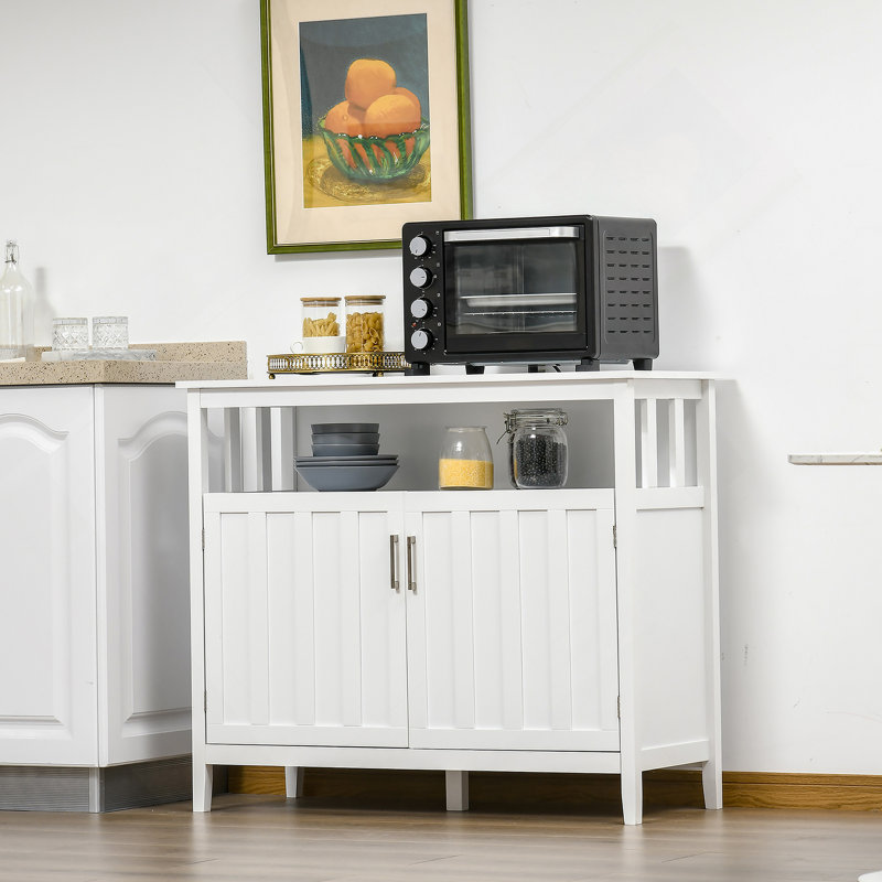 Buffet de cuisine, buffet avec 2 portes et tablettes réglables pour la salle à manger, blanc