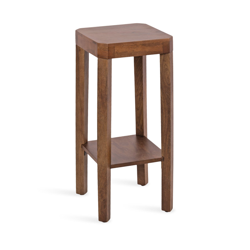 Avaria Square Tiered Wood Drink Table, Walnut