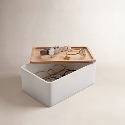 Yamazaki Home Accessory Box, Polystone, Lid