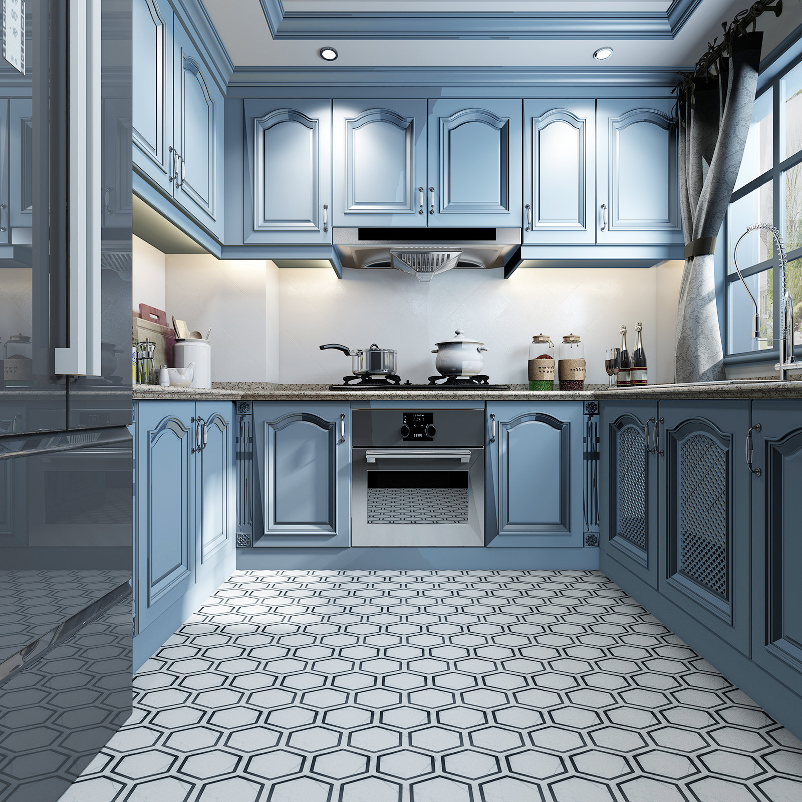 11.8" x 10.2" Hexagon Peel and Stick Flooring Tile,Waterproof Vinyl Floor Tile,30-Pack